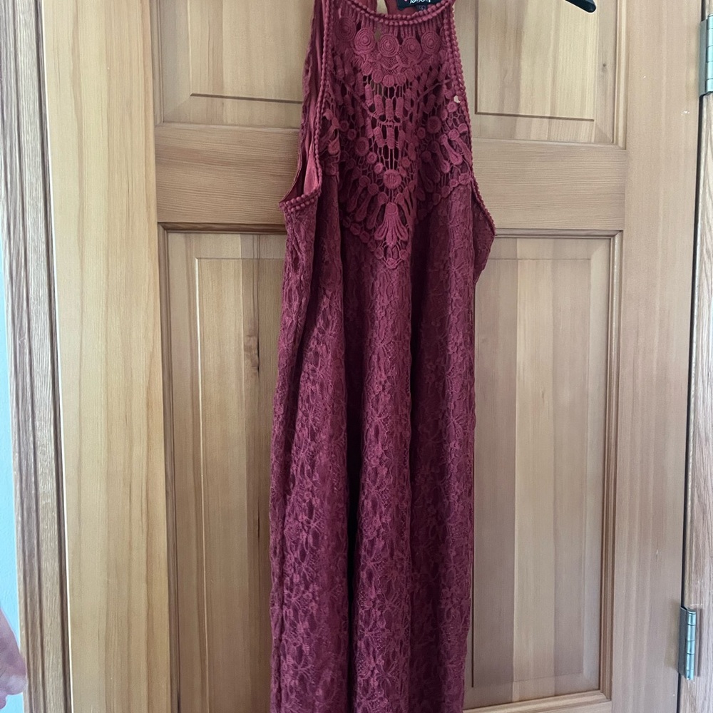 BeBop Burgundy red Lace Maxi Dress
